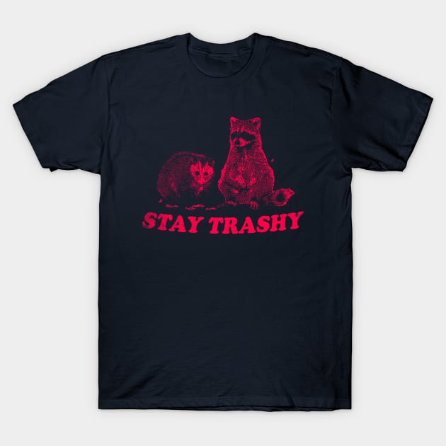 Stay Trashy Raccoon opossum t-shirt, Cartoon Meme T-Shirt by CamavIngora